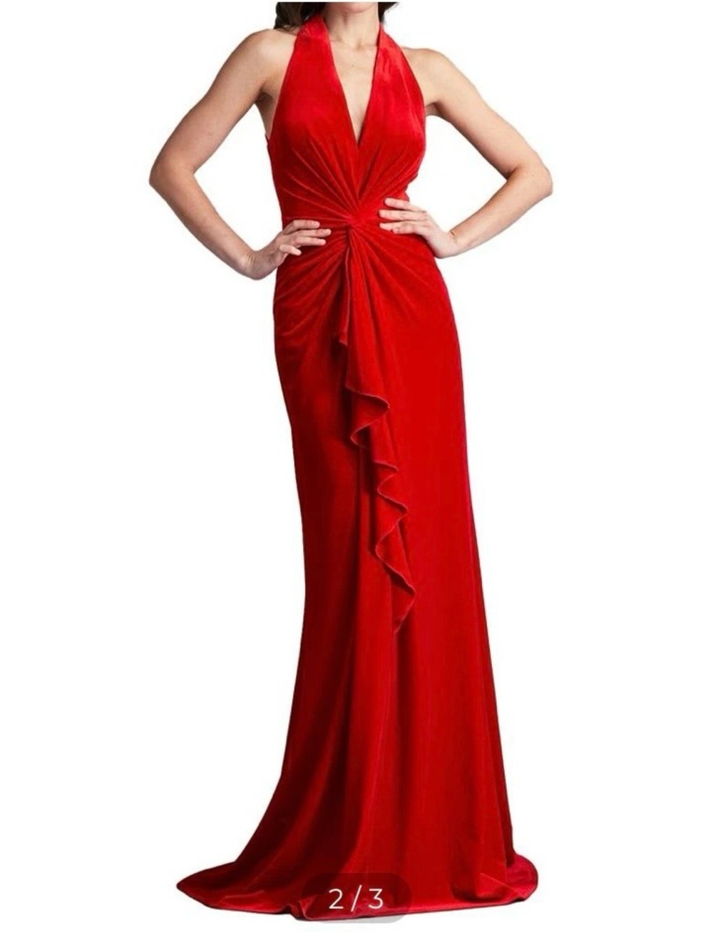 Tadashi Shoji red velvet gown sz M